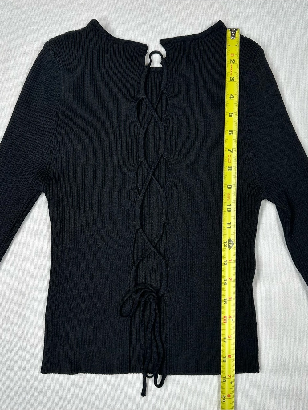 Cotton On Black Open Back Lace Up Ribbed Knit Top Grunge Edgy Going Out - Picture 7 of 7